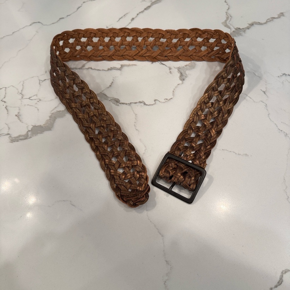 Old Navy Tan Woven Belt with Black Accent